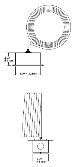 Dimensions for TE-705-B and -C with a rigid cable